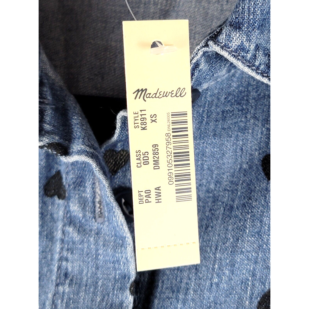 Madewell Denim Heart Tie Front Shirt XS NWT Cute Chambray - Picture 4 of 7